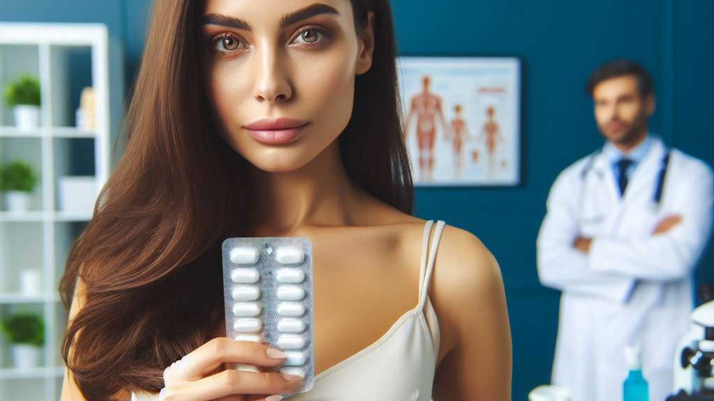 Tabletki poronne w rękach kobiety