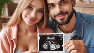 Zajście w ciążę po aborcji. Para trzyma zdjęcie USG